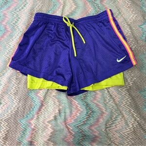 Nike Dri Fit Pro Double Up 2 in 1 Lined Mesh Gym Athletic Shorts